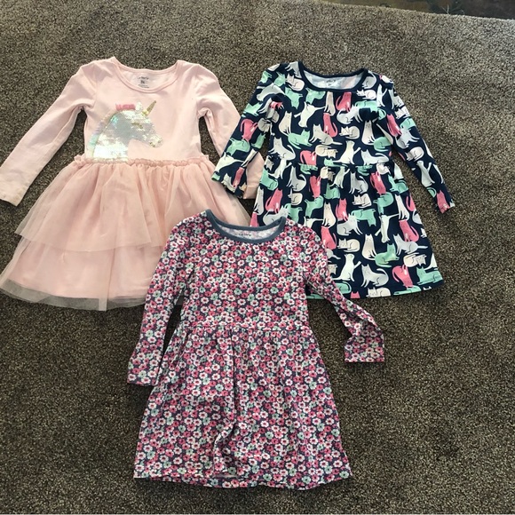 Carterβs girls 3T toddler play dresses long sleeve tulle tutu unicorn bundle lot - Picture 2 of 10
